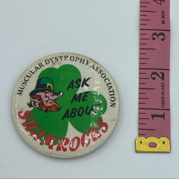 Vintage Ask Me About Shamrocks Muscular Dystrophy Association Pin - Picture 3 of 4